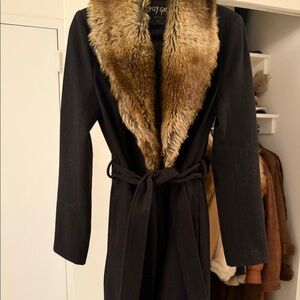 Beautiful black peacoat with fur trim